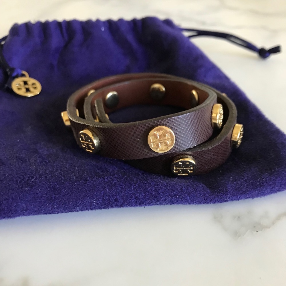 Brown/ gold Tory Burch wrap bracelet